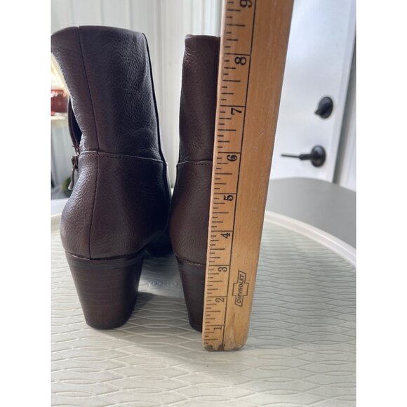 Bussola Ramona Mid Calf Boot Size 38 Brown Leather Stacked Heel Side Zipper Boho - Picture 3 of 9